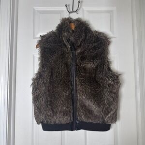 Dollhouse Brown Faux Fur Vest Zip Front Shaggy Sleeveless Jacket Style 2901 L‎